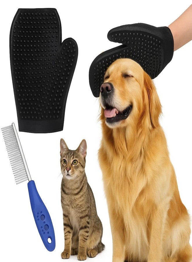 سايج سكوير مشط تنظيف الحيوانات الأليفة من سيج سكوير ذو وجه واحد وقفاز مطاطي مزدوج الجوانب لإزالة الشعر الزائد | أداة لإزالة التشابك والاستحمام اللطيف للكلاب والقطط | مجموعة متكاملة للعناية بالحيوانات الأليفة لإزالة الشعر الزائد والبراغيث والتدليك - Image 1